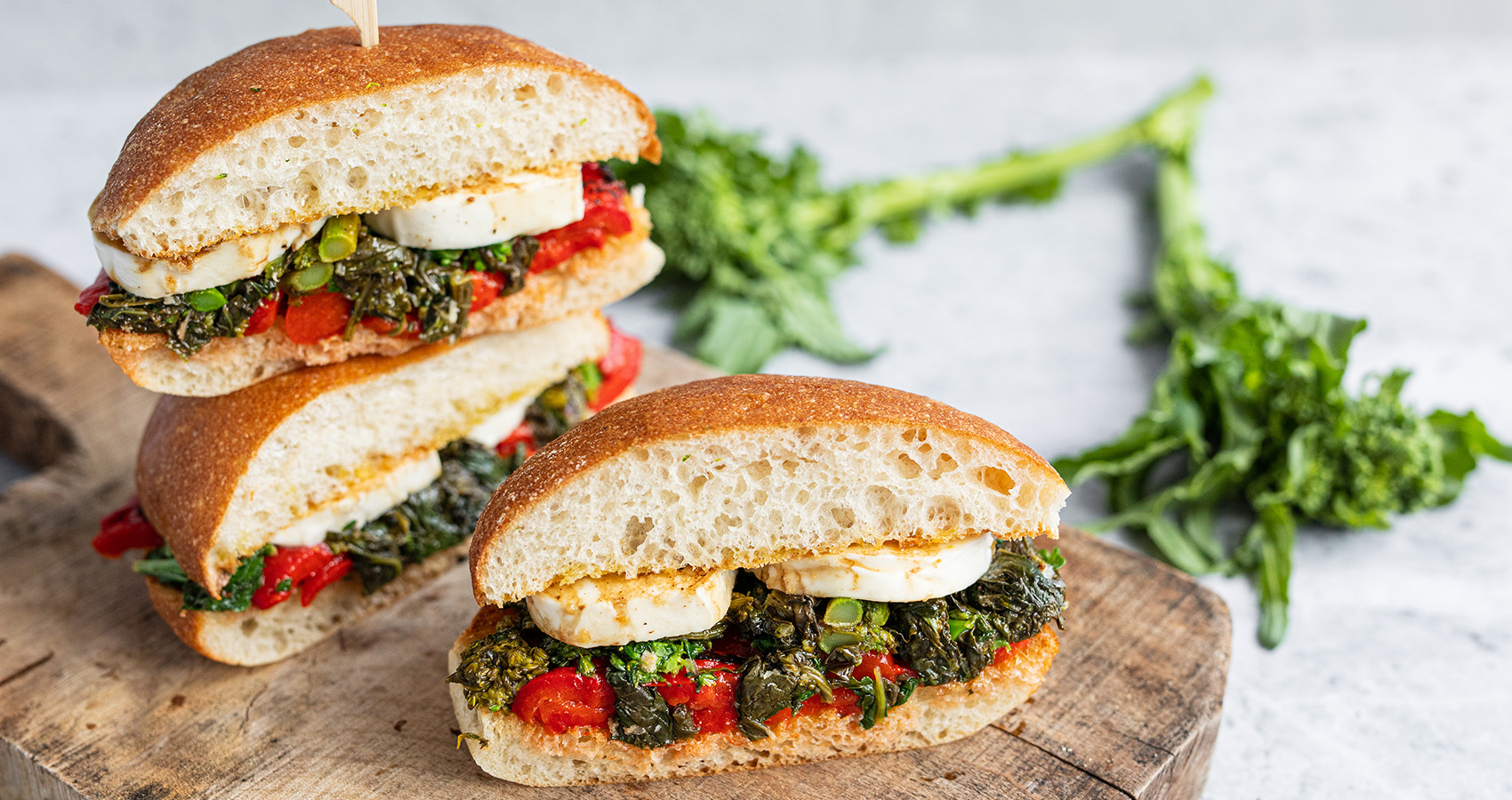Broccoli Rabe and Mozzarella Sandwich 