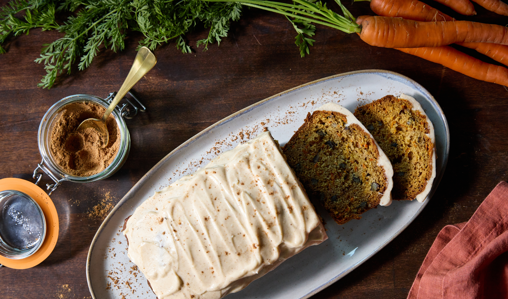 Chai-Spiced Carrot Bread with Brown Butter Chai Cream Cheese Glaze