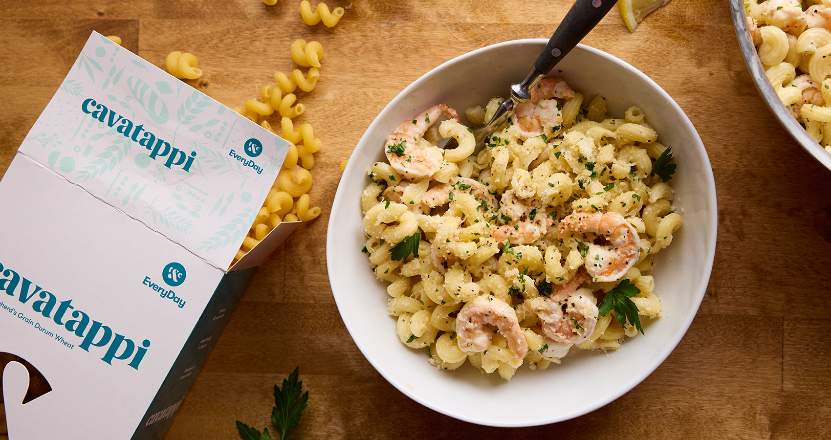 T&C EveryDay Ama’s Lemon Pasta with Shrimp