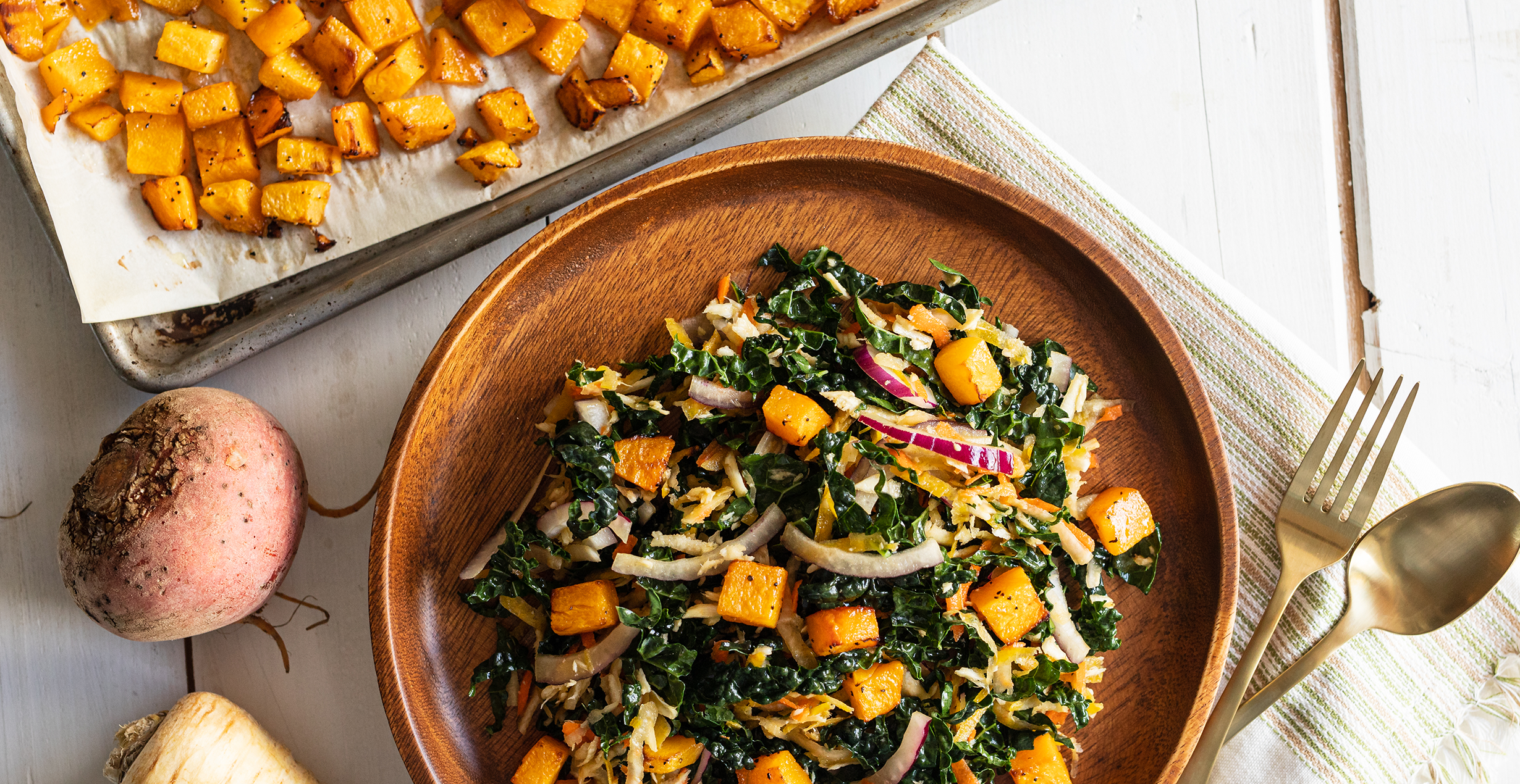 Roasted Butternut and Kale Salad