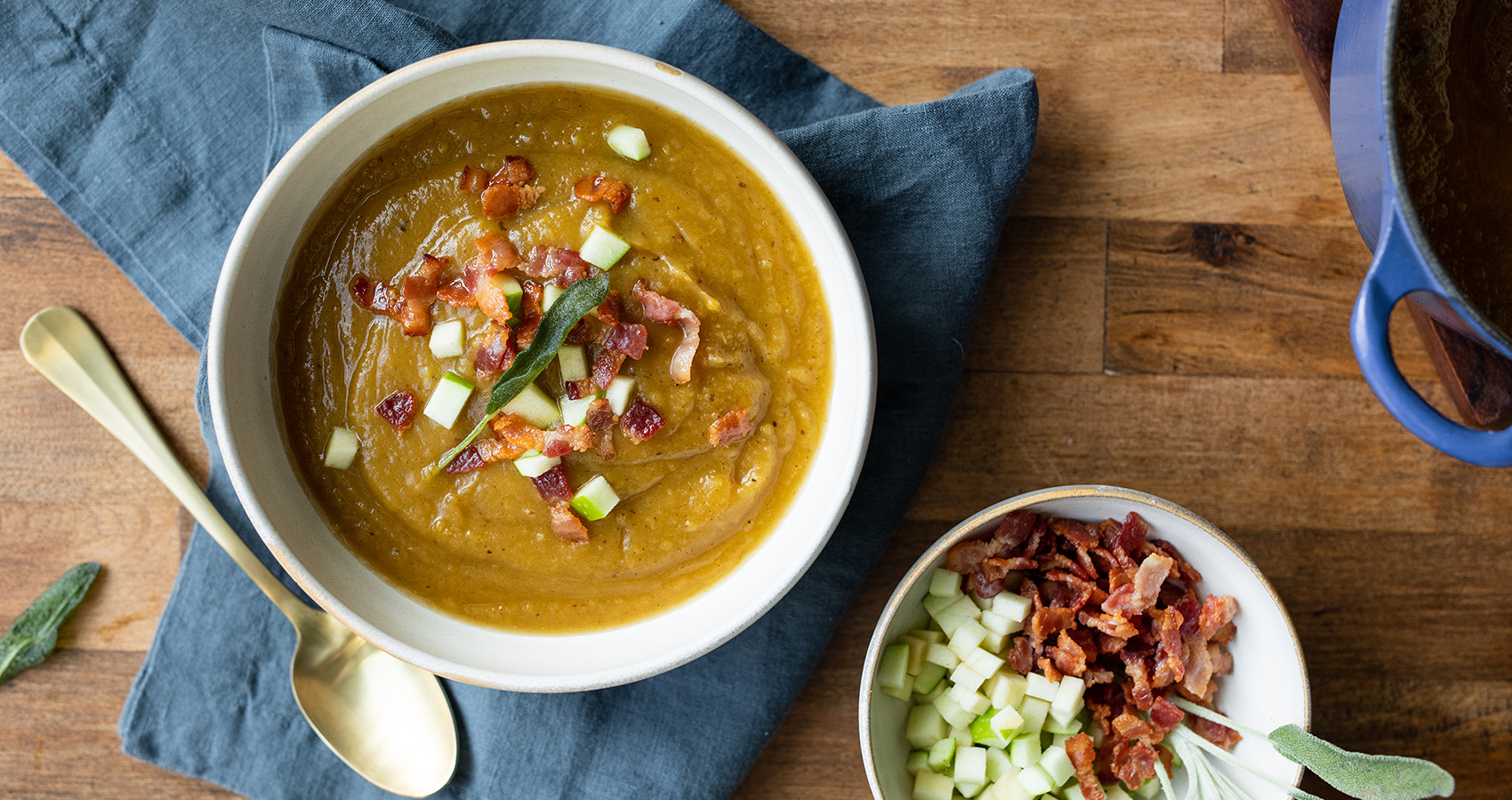 Butternut Squash Soup with Apple and Bacon