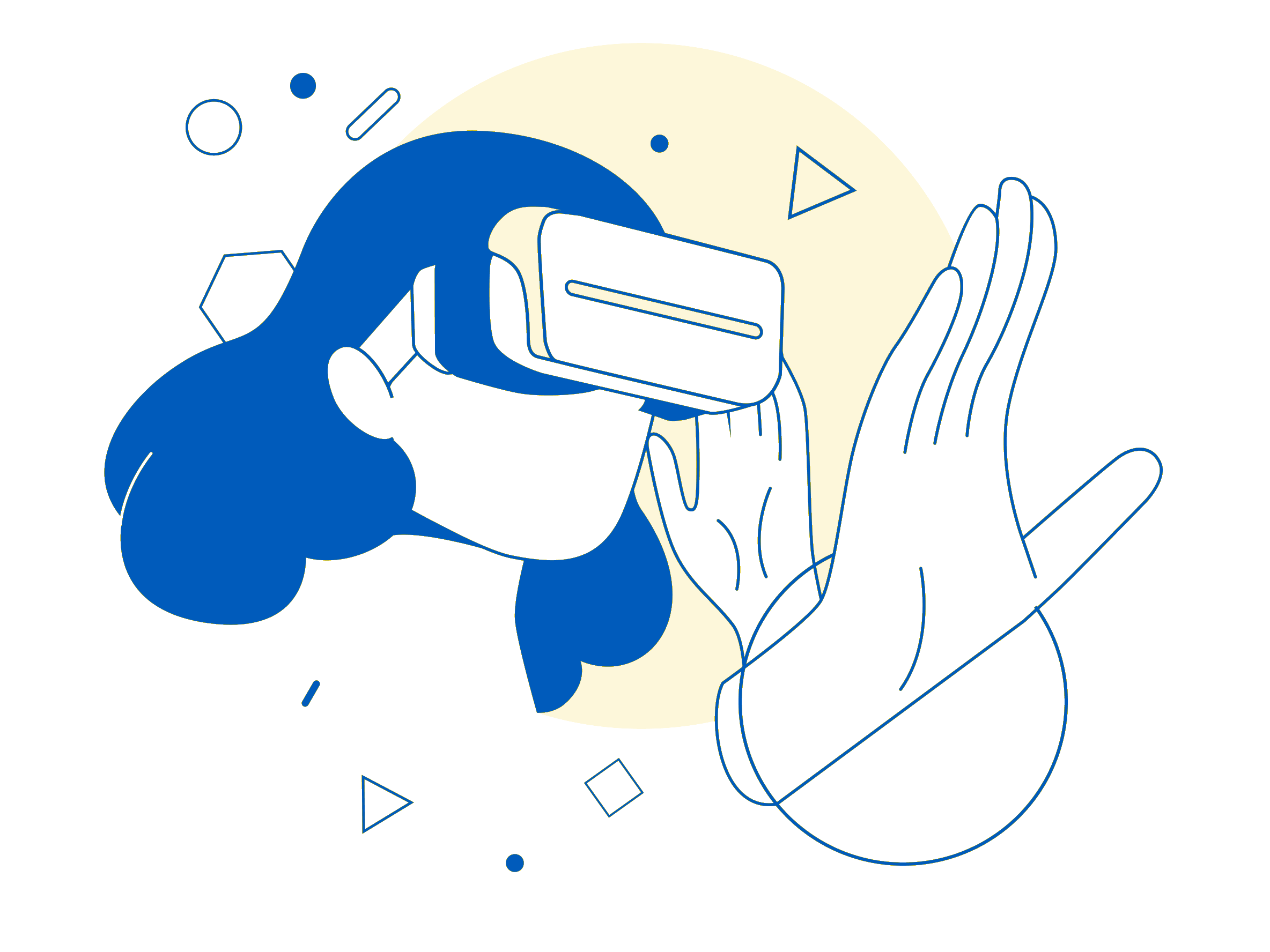Illustration of person wearing VR goggles