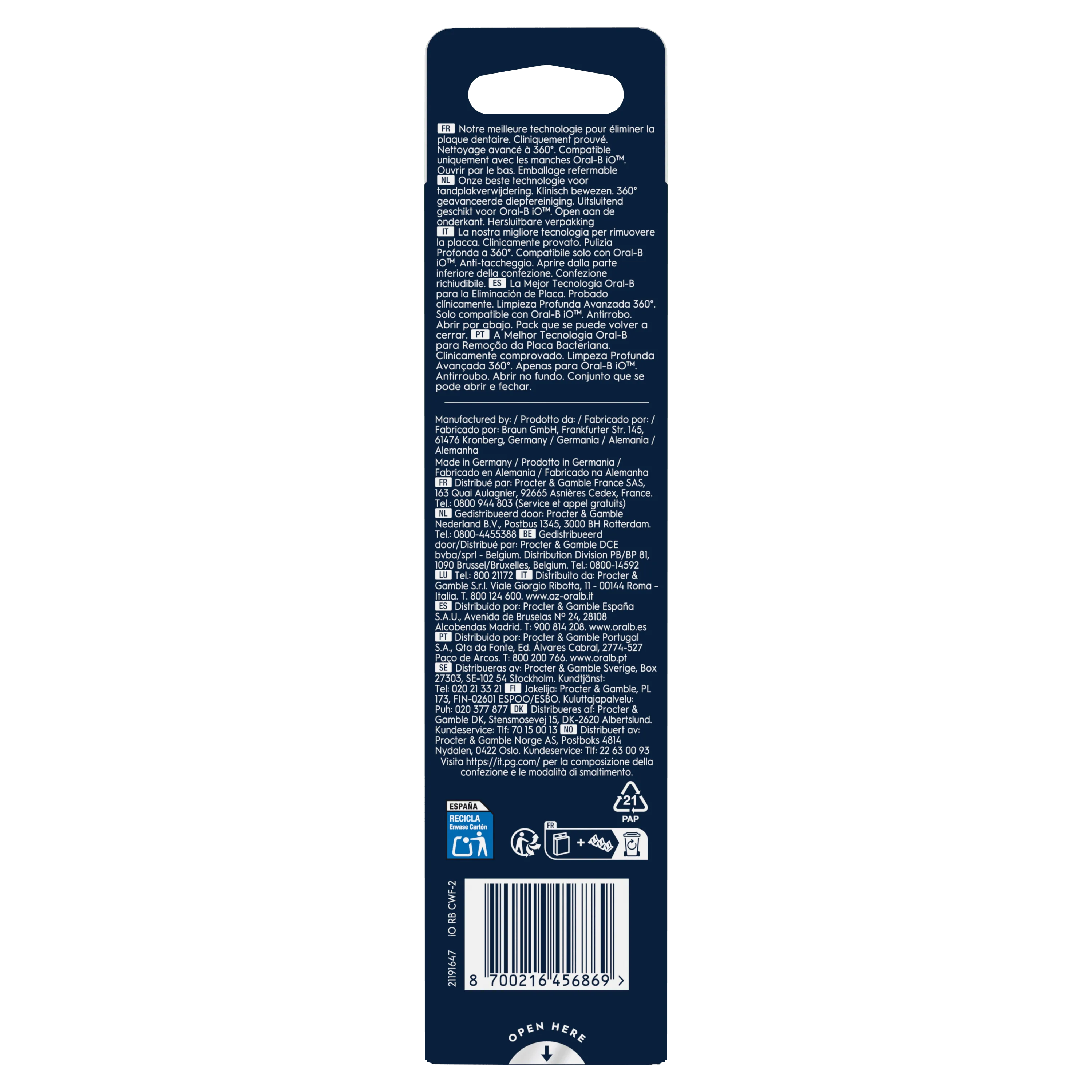 Oral-B iO : Technologie pour éliminer la plaque dentaire, cliniquement prouvée. Compatible avec les manches Oral-B iO.