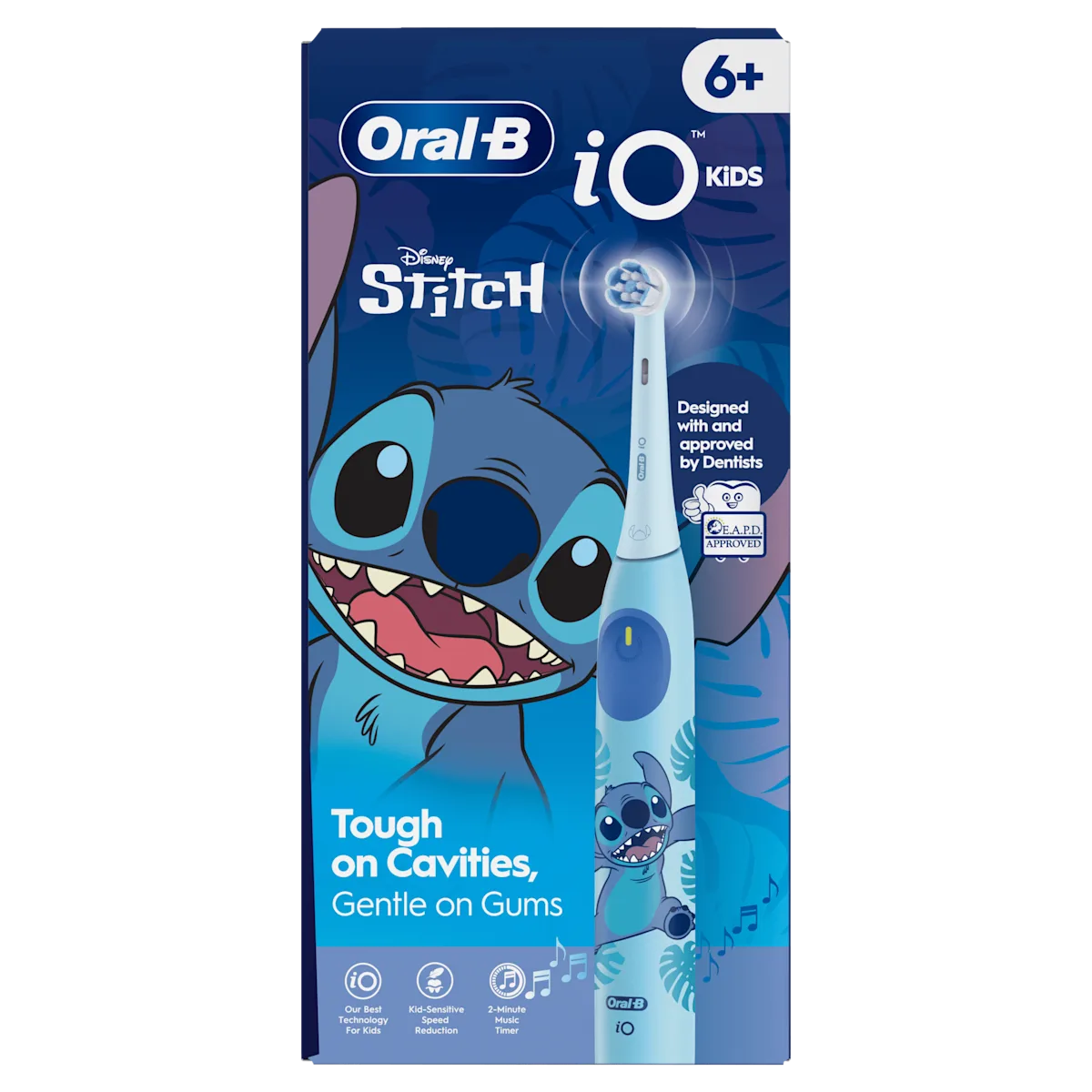 Oral-B iO Kids brosse à dents Stitch, conçue et approuvée par les dentistes, efficace contre les caries, douce pour les gencives.