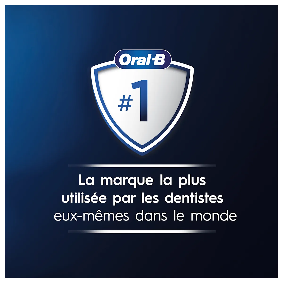 Logo Oral-B avec le texte : #1 La marque la plus utilisée par les dentistes dans le monde entier