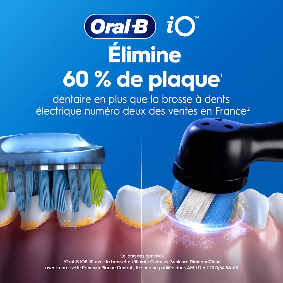 Oral-B iO améliore la santé des gencives 45% de plus qu’Oral-B Sonic.
