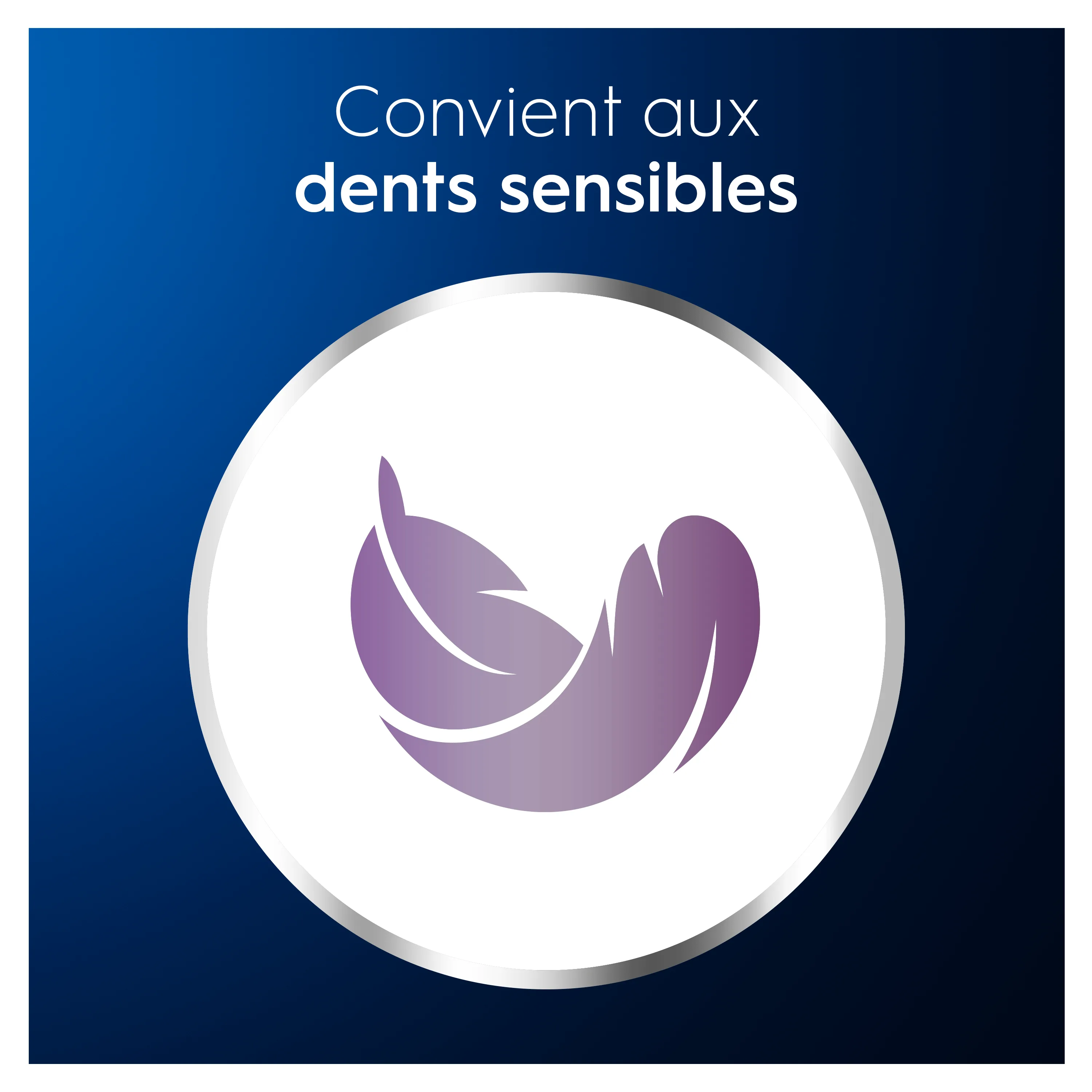 Une plume symbolise la douceur d'Oral-B pour les dents sensibles.