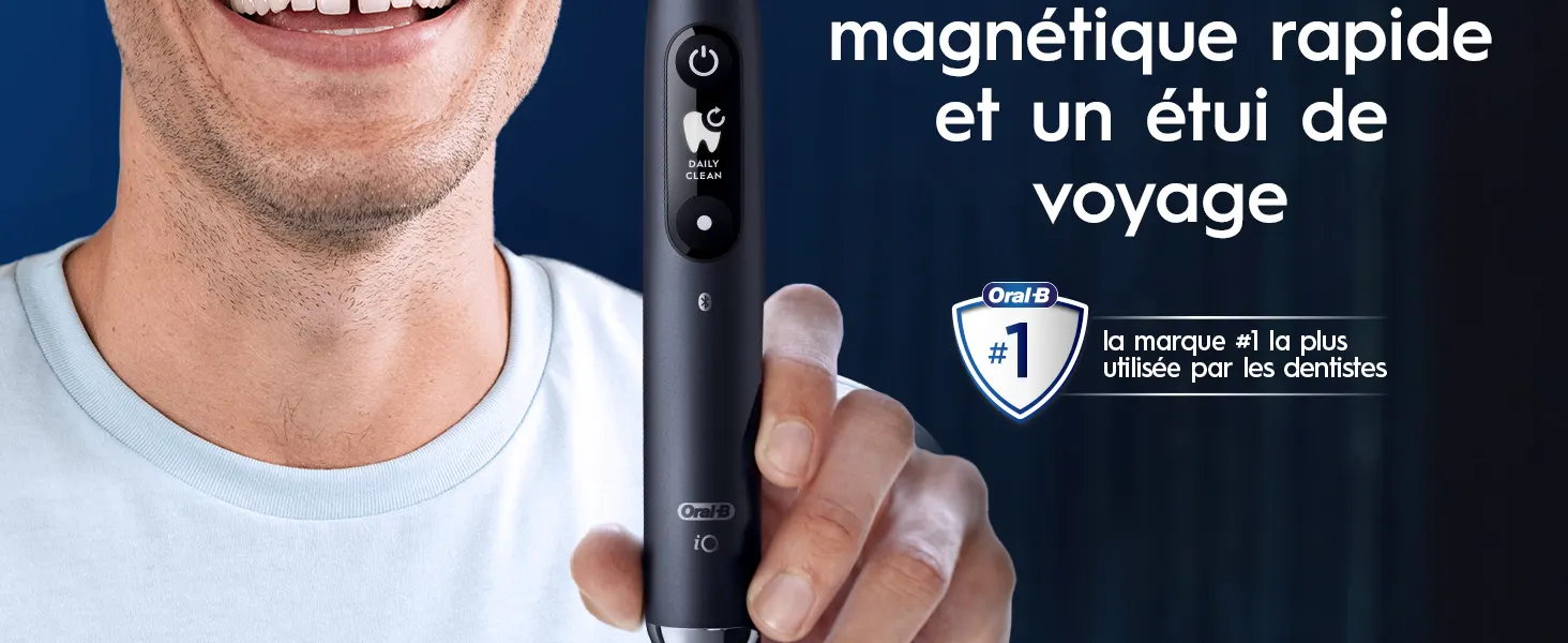 Brosse à dents électrique Oral‑B iO Série 9 avec tête de brosse ronde.
