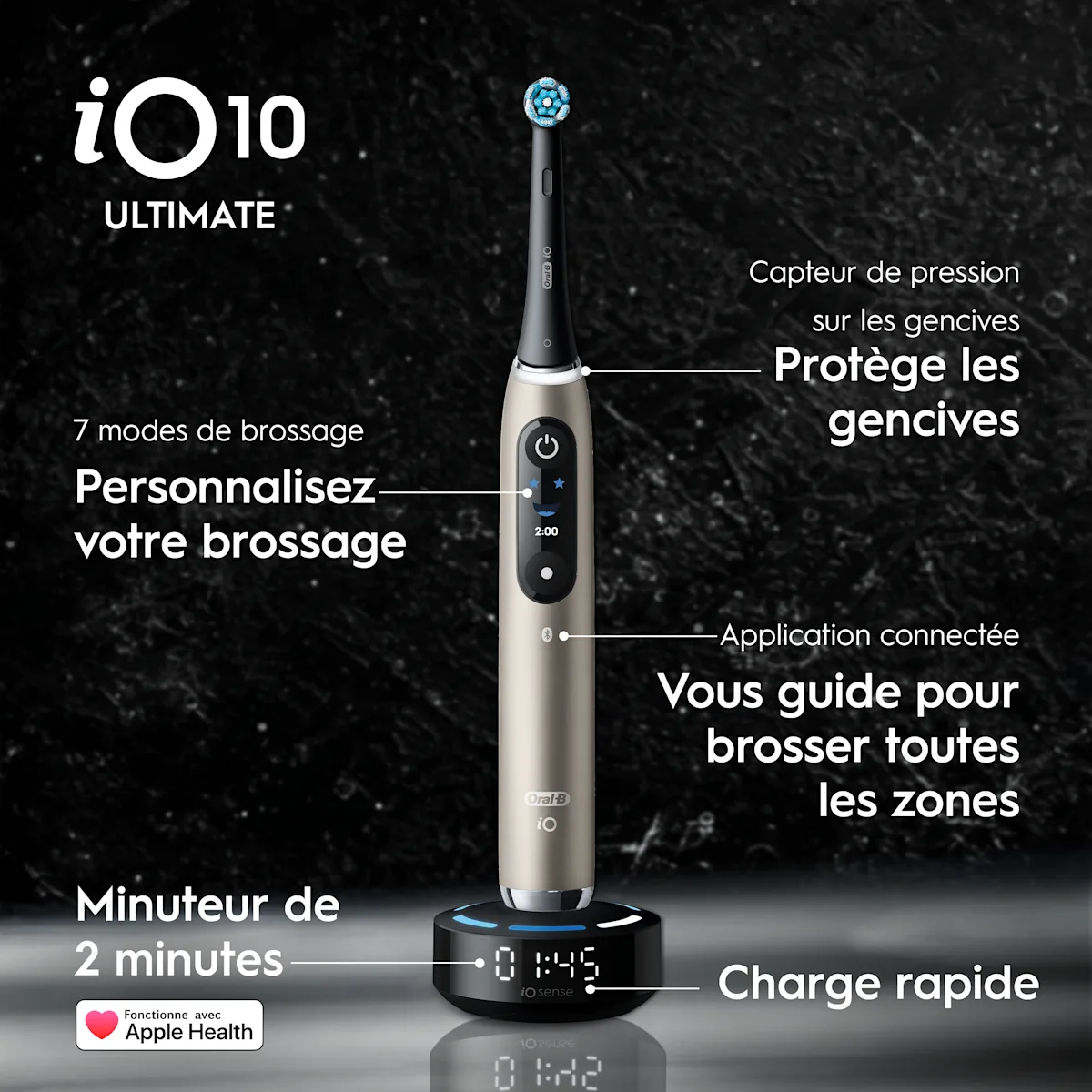 Brosse à dents iO10 Ultimate: aperçu des fonctionnalités intelligentes