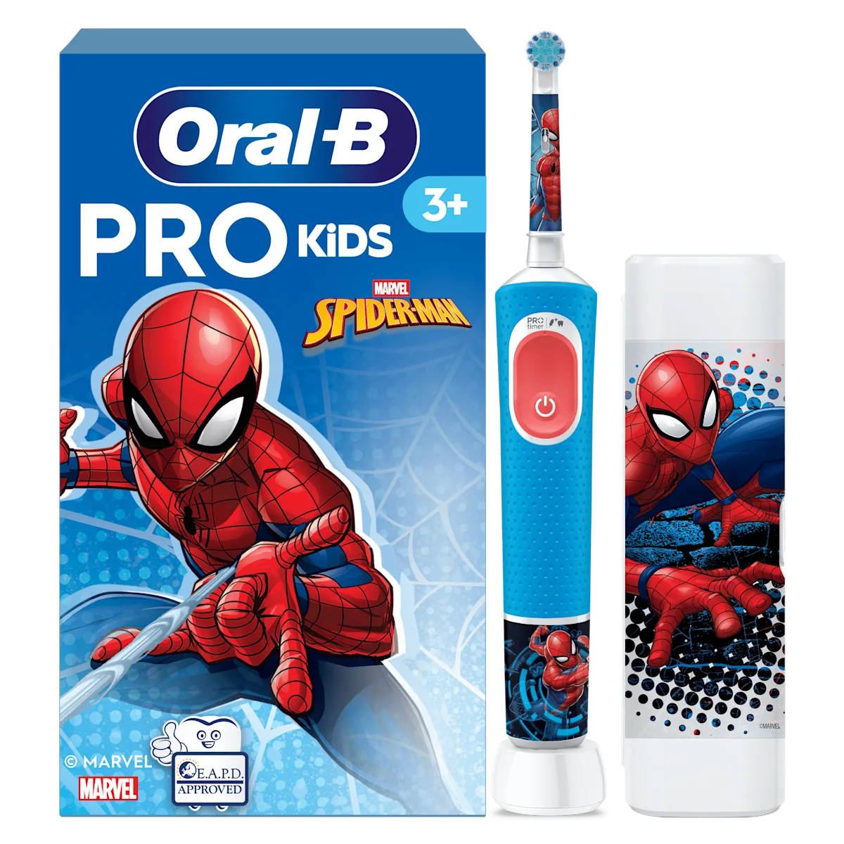 Oral-B Pro Kids Brosse À Dents Électrique, 1 Manche Marvel Spider-Man, 1 Brossette, 1 Étui De Voyage