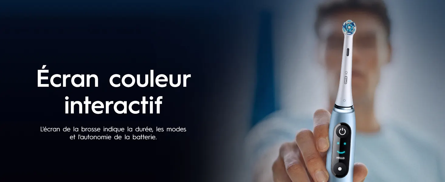 Brosse à dents Oral‑B iO 9 avec écran couleur interactif. 