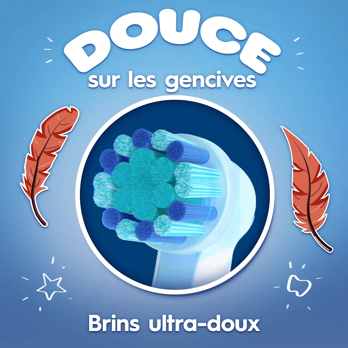 Les brins de la brossette sont ultra-doux et souples pour les gencives.