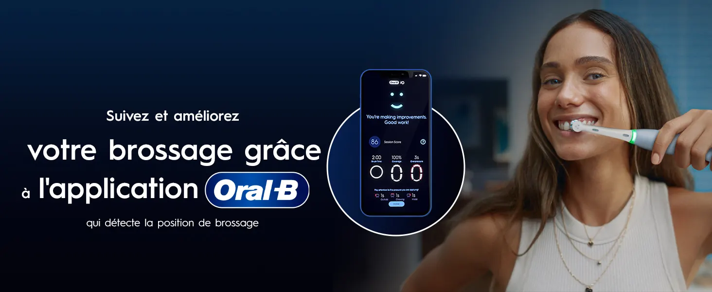 Utilisation de la brosse Oral‑B iO avec l’application mobile Oral‑B. 