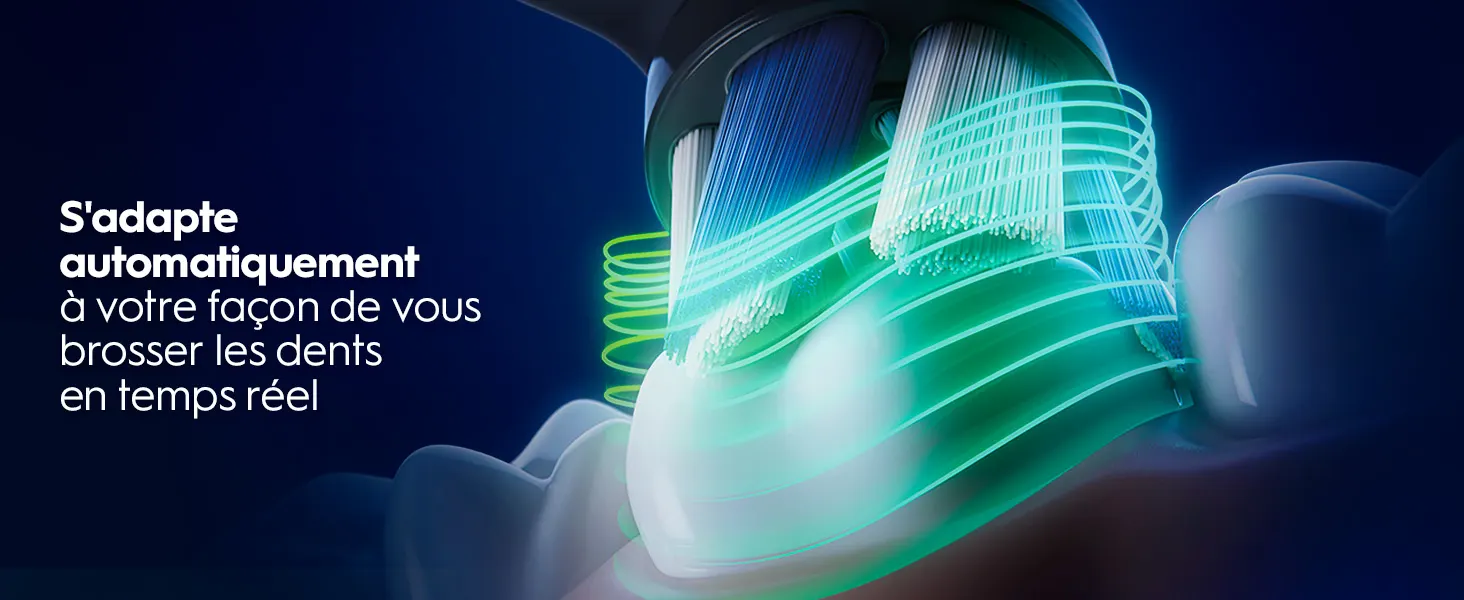 Brosse à dents intelligente qui s'adapte automatiquement au brossage en temps réel 