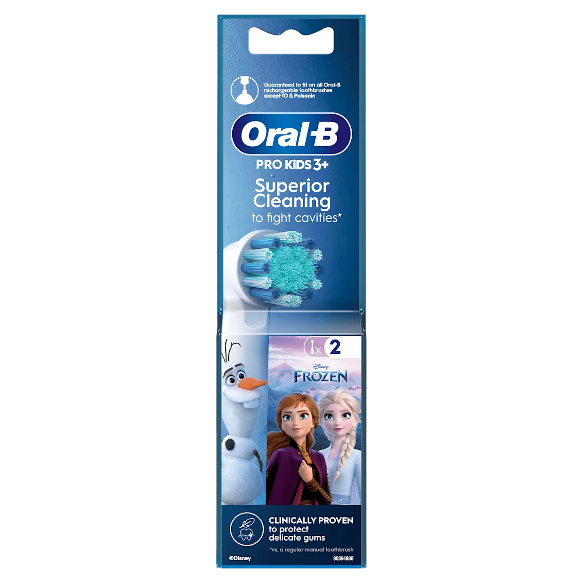 Oral-B Pro Kids 3+ pack de deux brossettes de remplacement La Reine des Neiges, pour un nettoyage supérieur contre les caries.;