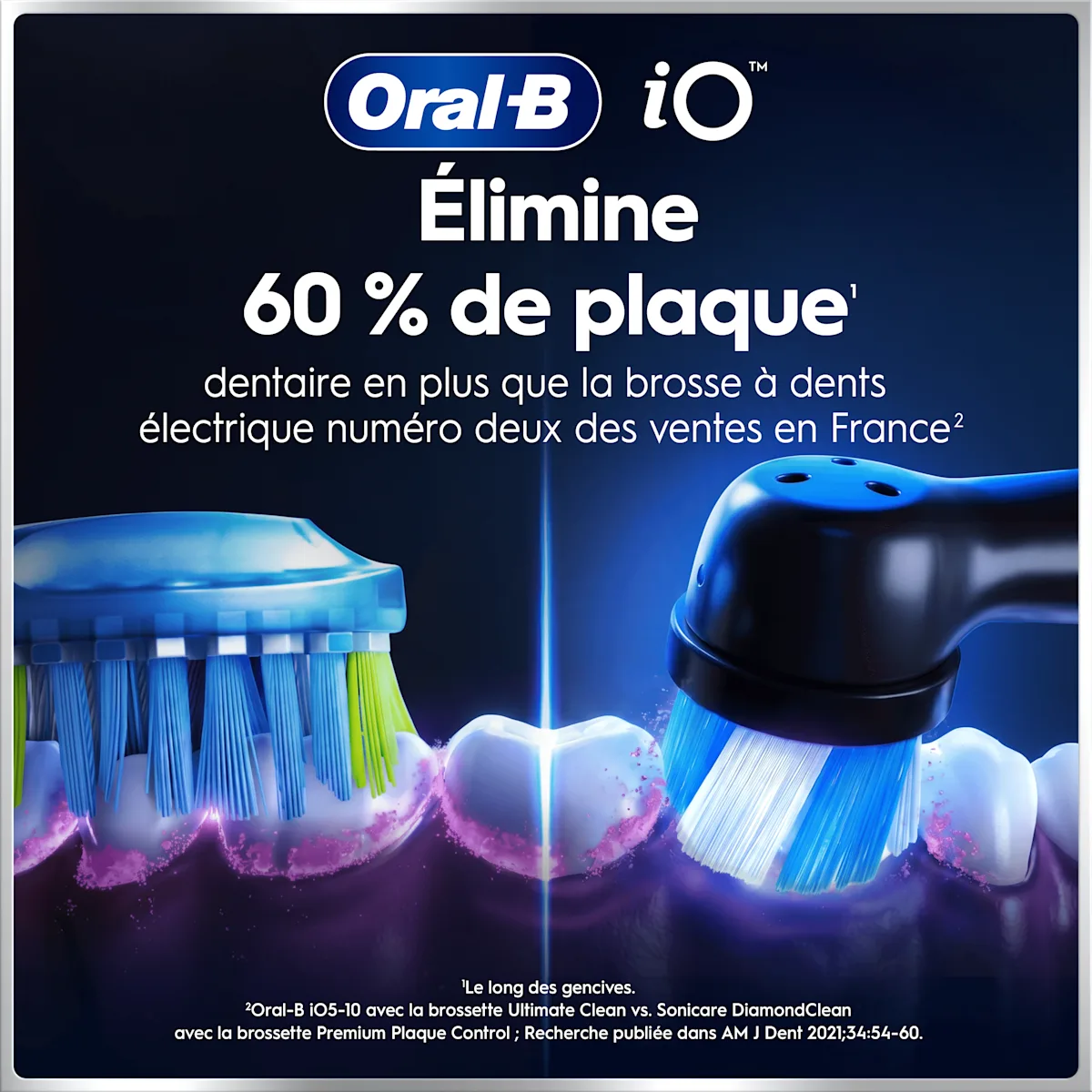 Oral-B iO améliore la santé des gencives 45% de plus que Oral-B Sonic.