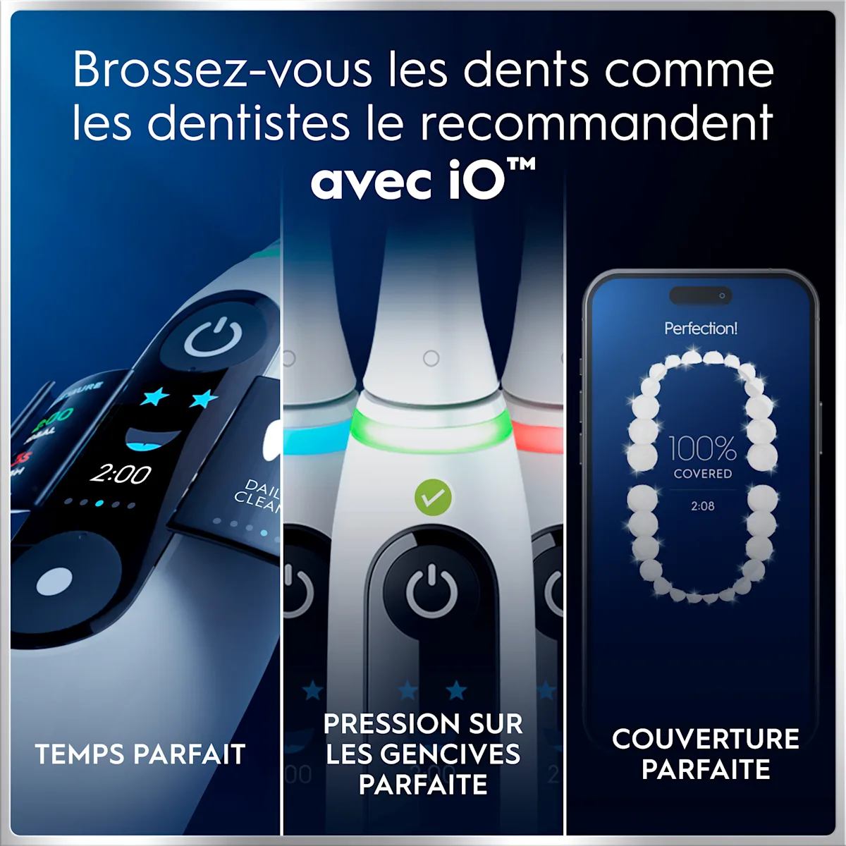 Image - Product - DTC - Oral-B iO6 Blanche et Rose Brosses à dents électriques + 3 brossettes + Étui de voyage Premium + Oral-B 3D White Dentifrice Professional 75 ml - SI (6)