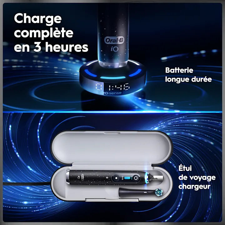 Brosse à dents Oral-B: station de charge illuminée, charge en 3h, batterie longue durée, étui voyage chargeur