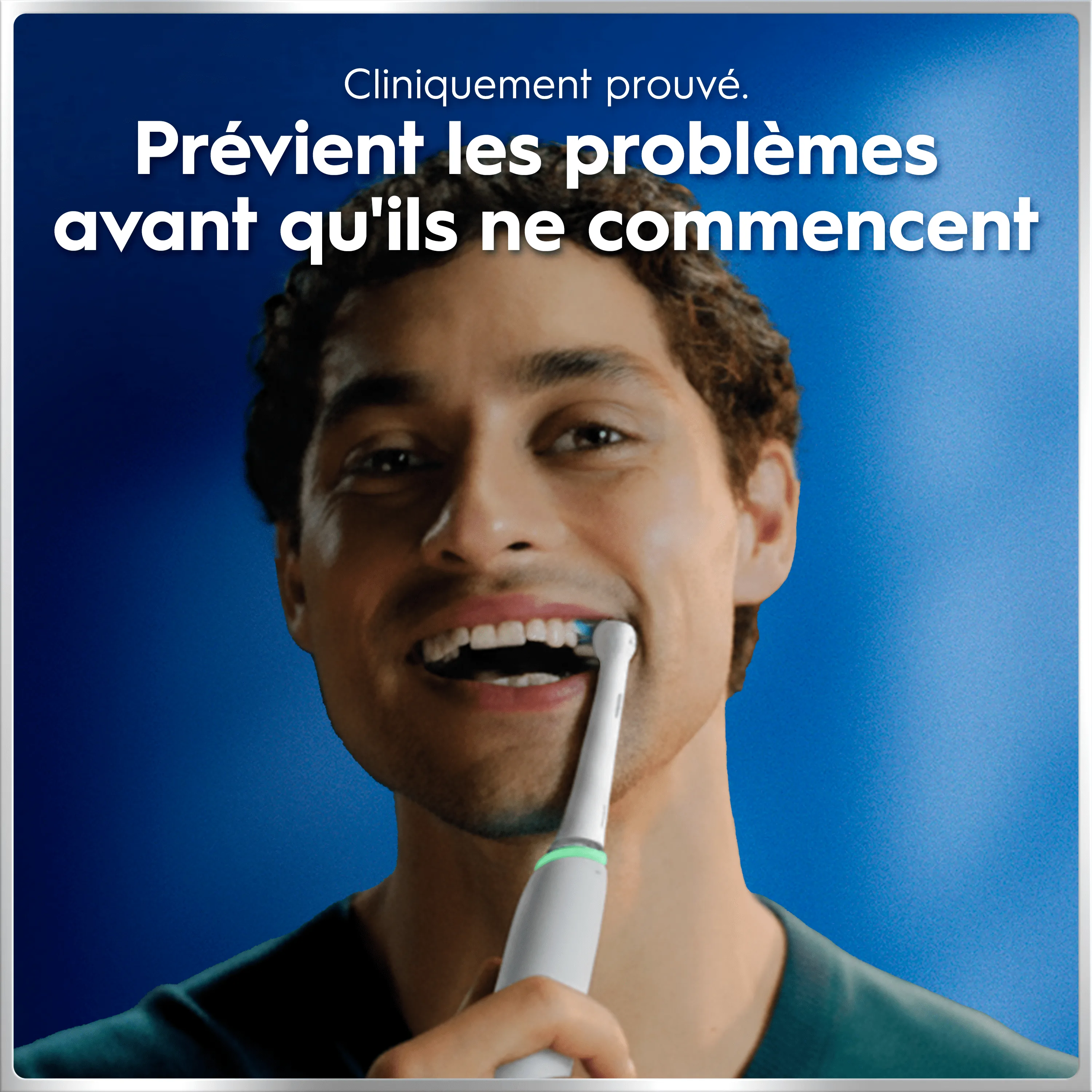 Brosse Oral-B en action, prévenant les problèmes dentaires avant qu’ils ne commencent.