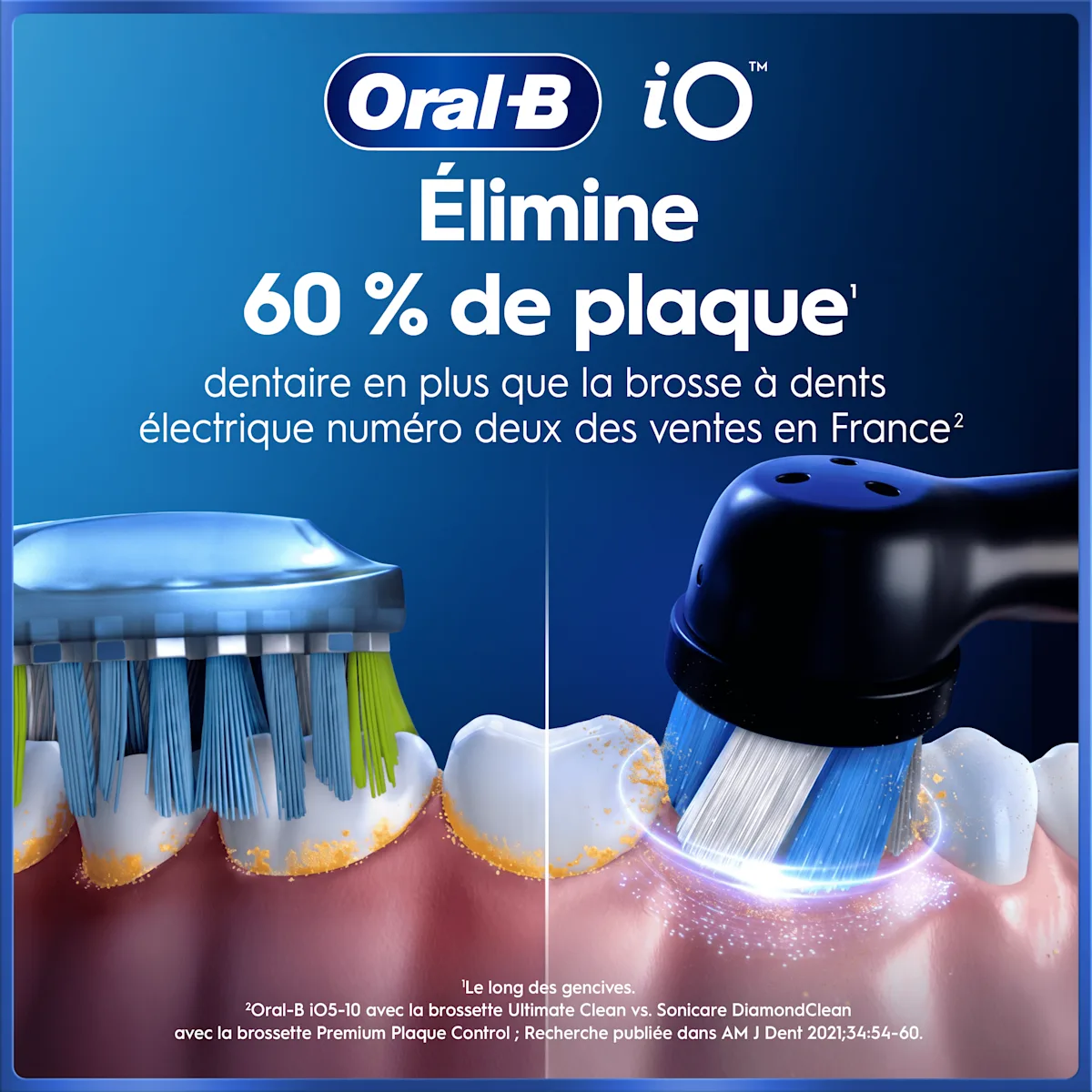 Oral-B iO améliore la santé des gencives 45% de plus que Oral-B Sonic.