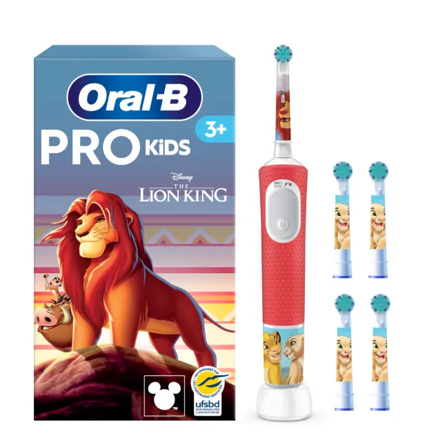 Oral-B VitalityPro Kids Disney Roi Lion – Brosse à dents électrique pack complet avec 5 têtes de rechange (dès 3 ans)