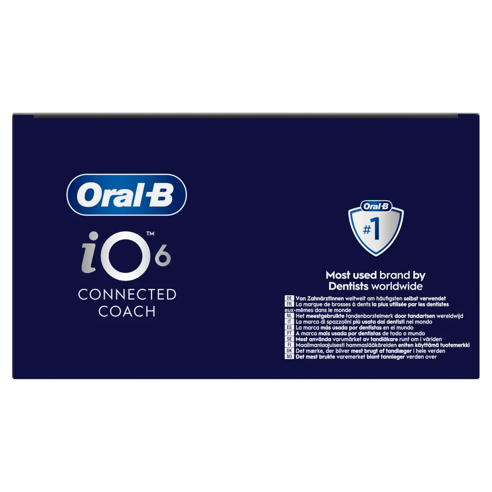 Oral-B iO 6 Connected Coach, la marque de brosses à dents la plus utilisée par les dentistes dans le monde.