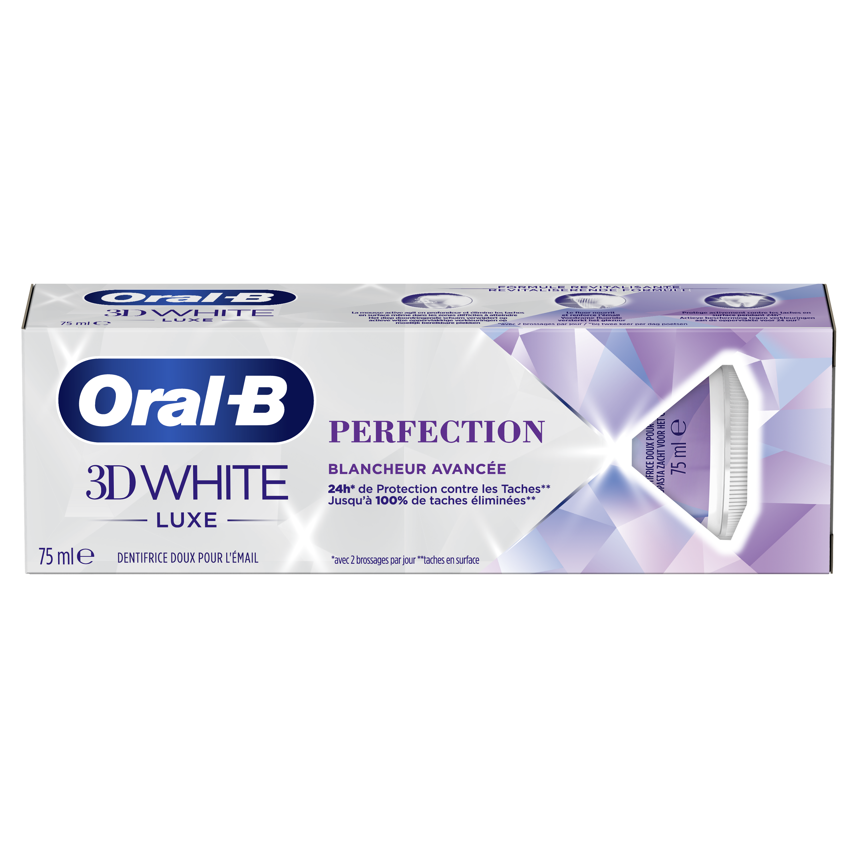 Image Product – Dentifrices et bains de bouche pour enfants - 3D White - Oral-B 3D White Luxe Perfection dentifrice - FR – FR undefined