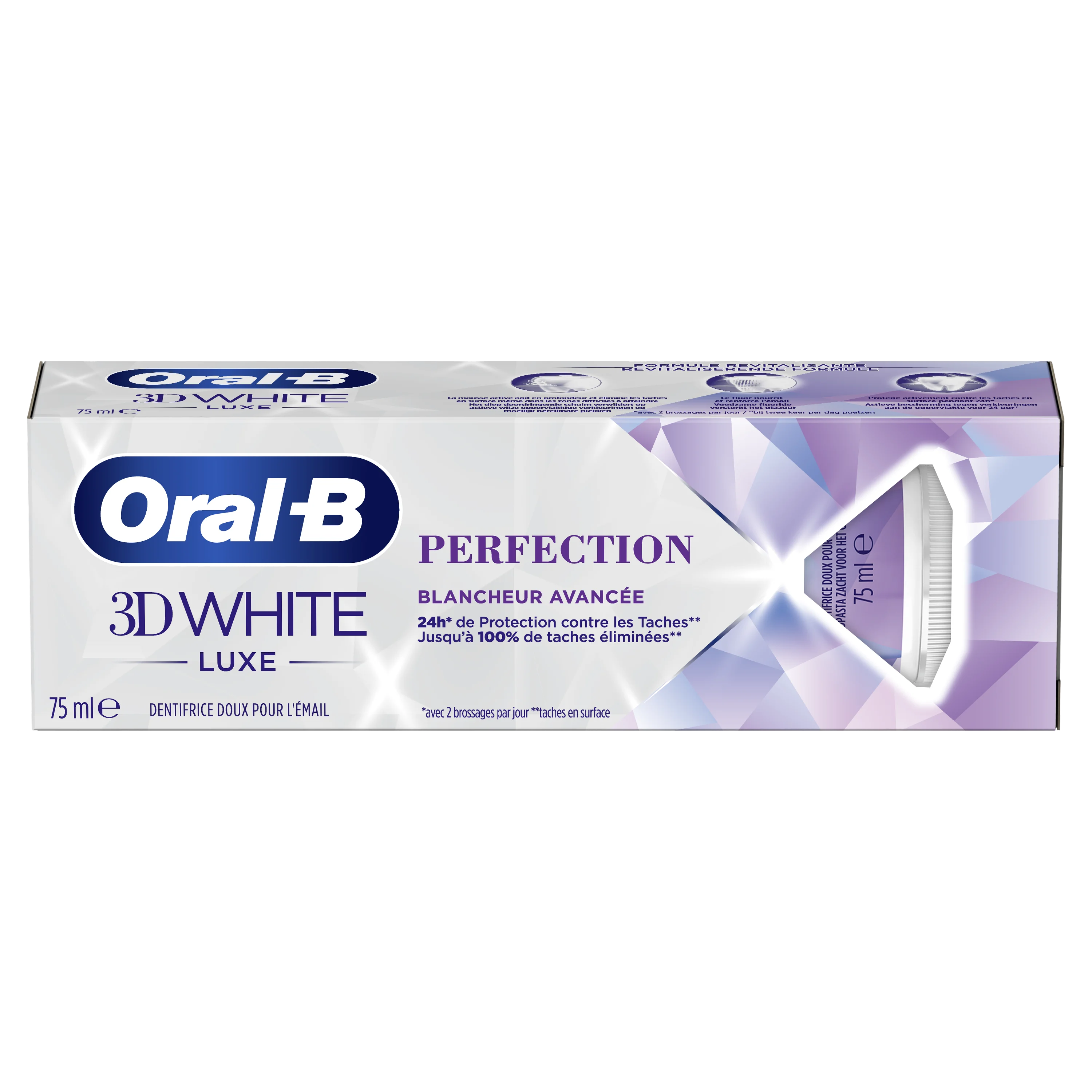 Image Product – Dentifrices et bains de bouche pour enfants - 3D White - Oral-B 3D White Luxe Perfection dentifrice - FR – FR 