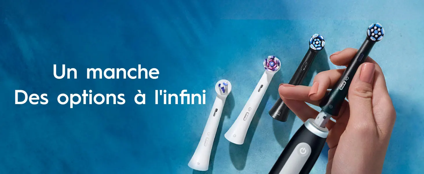 Gros plan de la tête de brosse ronde Oral‑B iO.