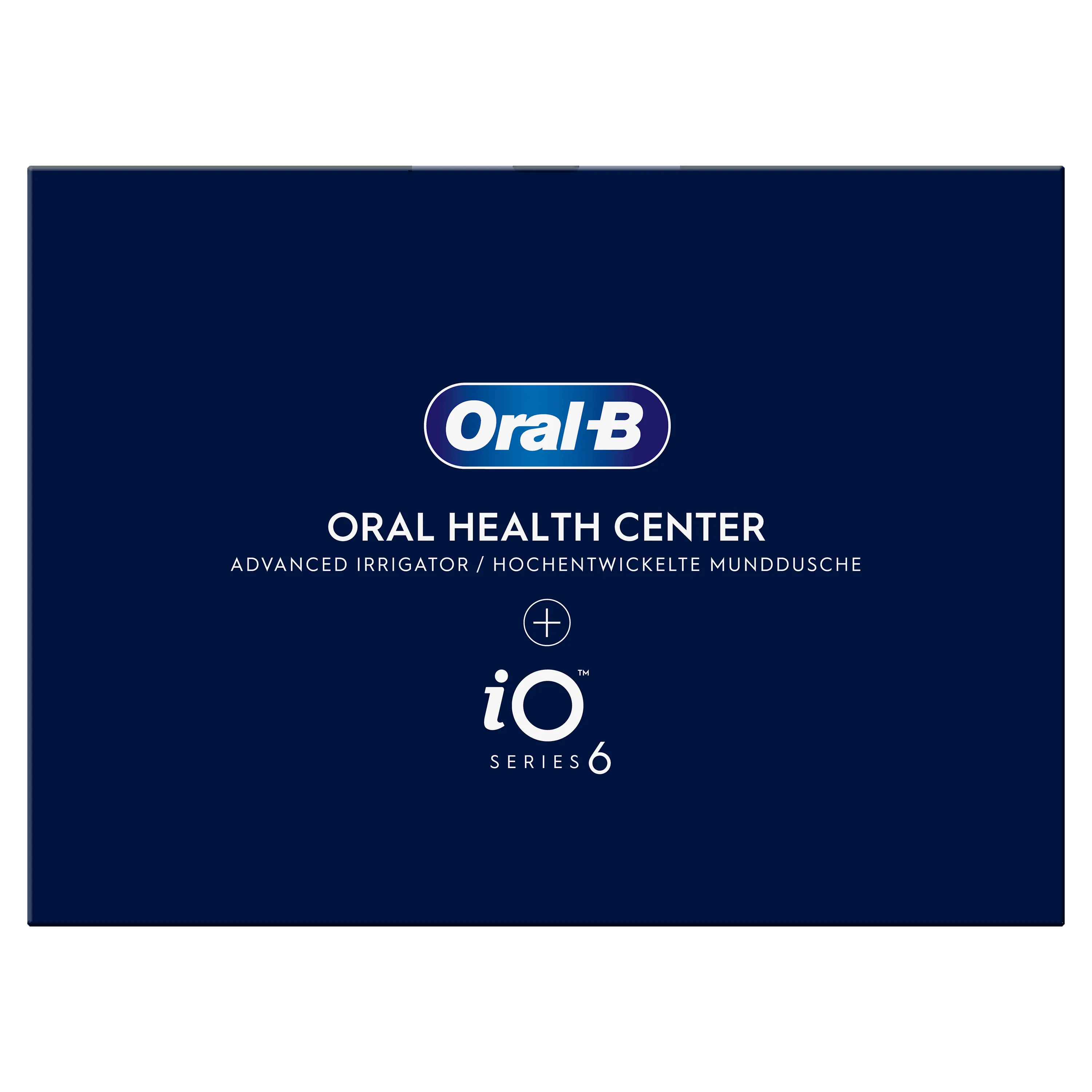 Oral-B Oral Health Center, un irrigateur avancé, présenté dans son emballage avec la mention "iO Series 6".