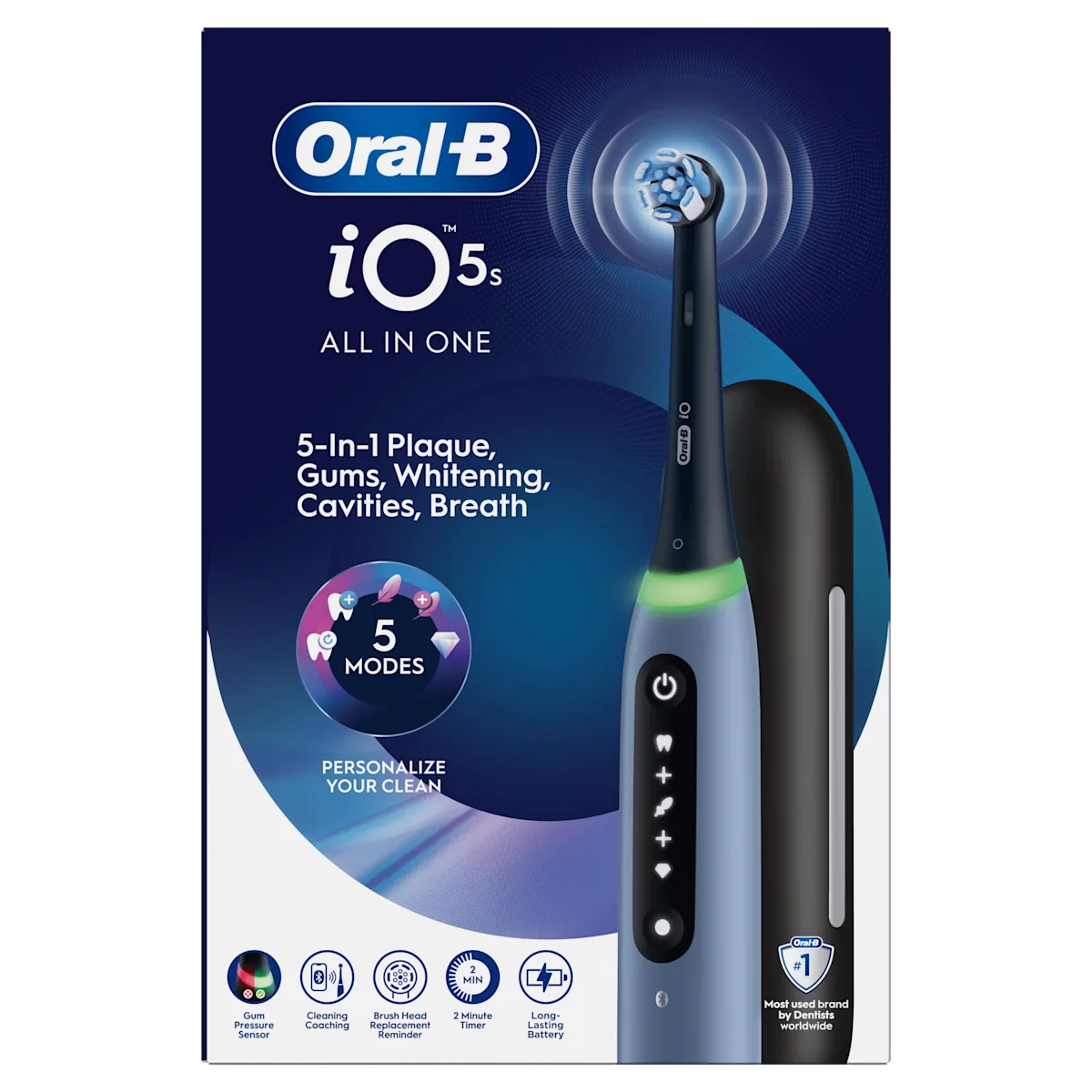 Image - Product Variant - Oral-B iO5 Blue Ocean Edition Limitée - Brosse à Dents Electrique avec 1 tête de brosse et étui de voyage - SI 11