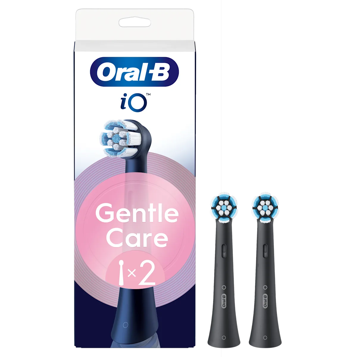 Oral-B iO Gentle Care, lot de 2 brossettes de rechange pour un nettoyage doux et efficace.