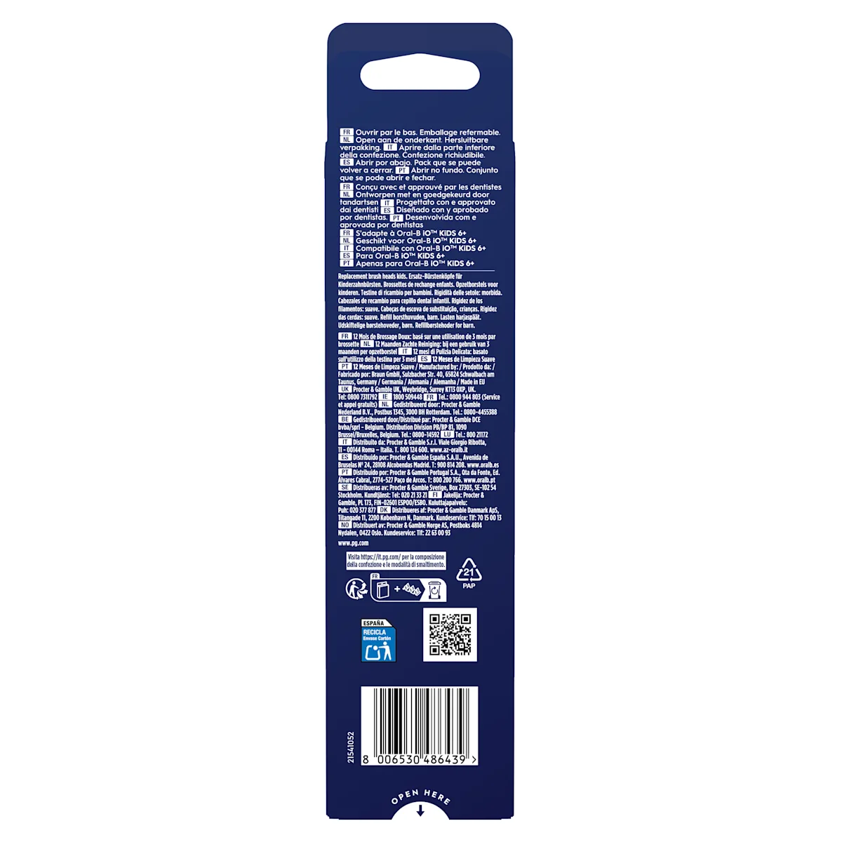 Oral-B iO KIDS 4 têtes de brosse, 12 mois de brossage doux.