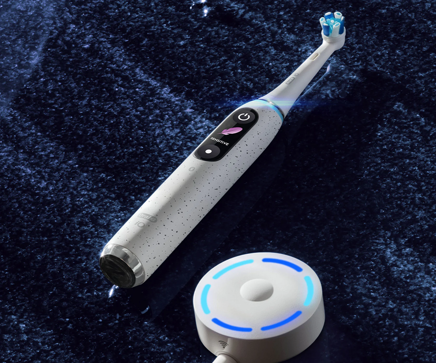 3 Oral-B iO replacement brush heads on countertop 