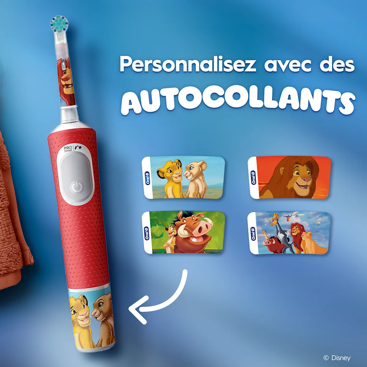 Le produit contient 4 autocollants pour personnaliser le bas de la brosse.