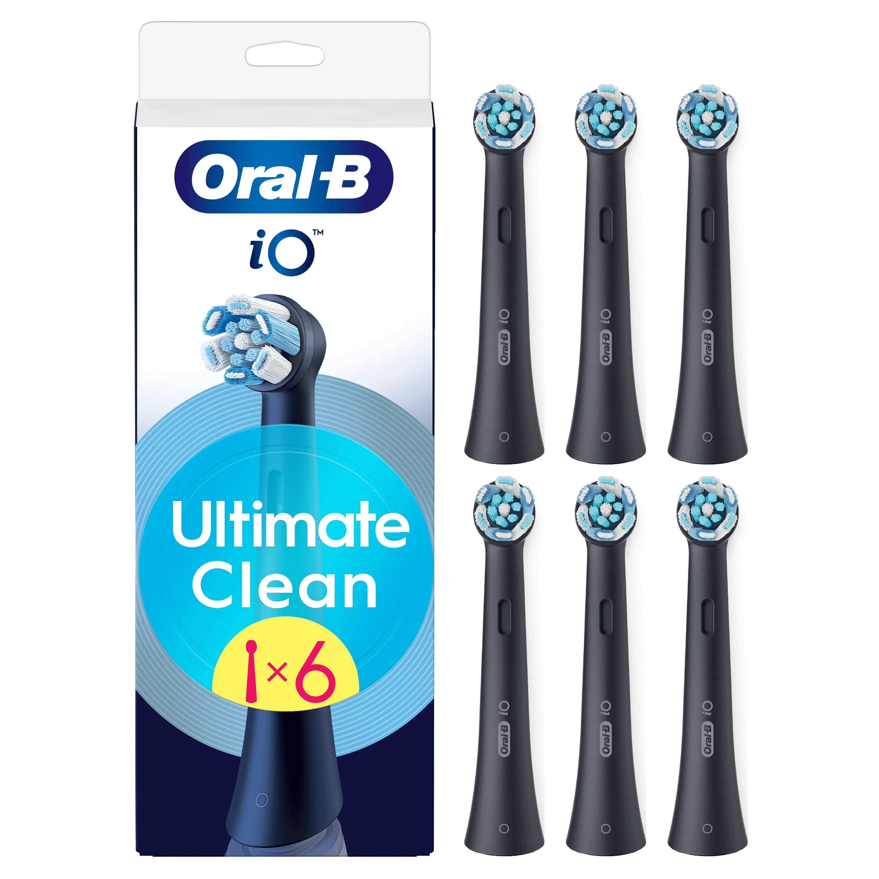 Oral-B iO, pack de 6 têtes de brosse Ultimate Clean, pour un nettoyage ultime.