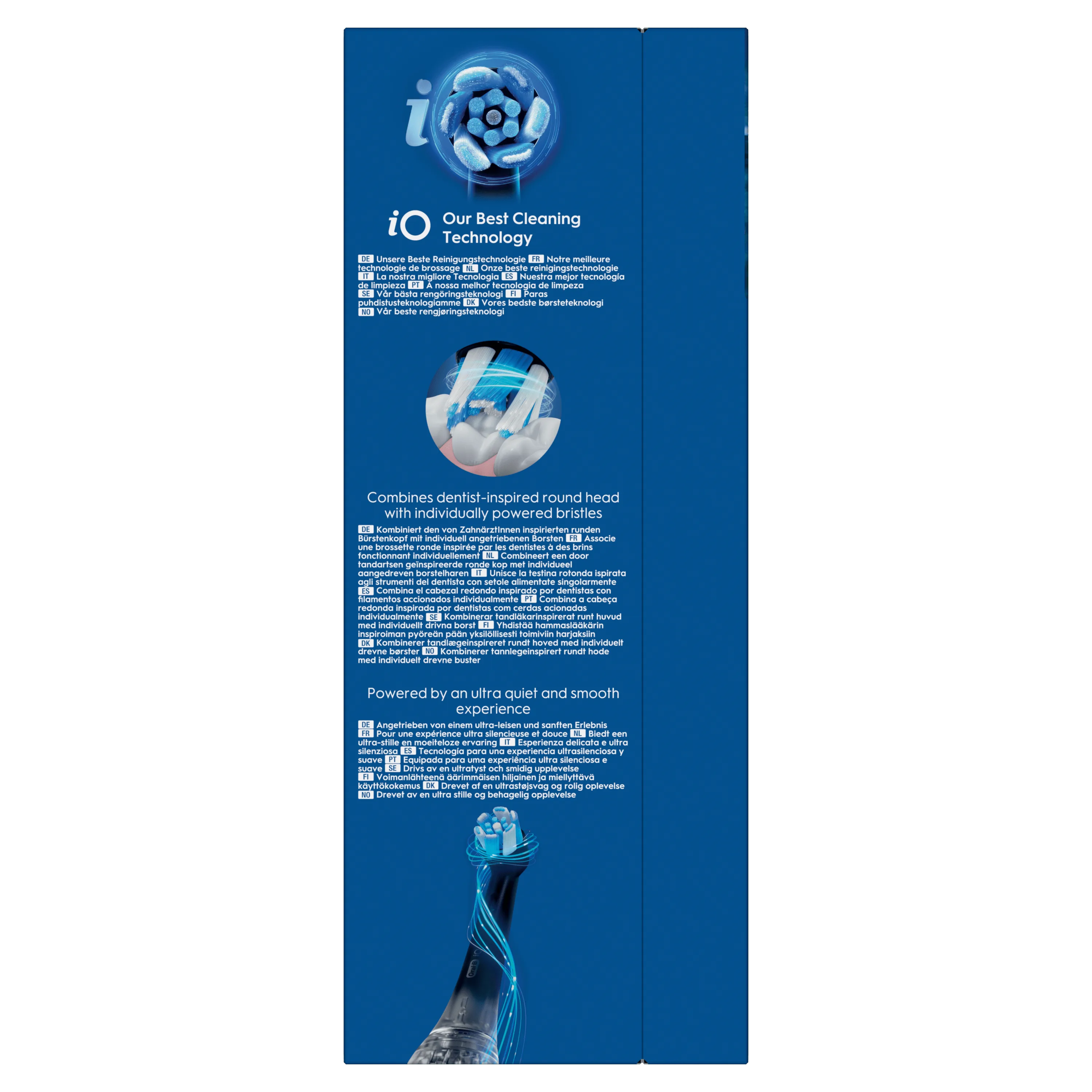 Oral-B iO, notre meilleure technologie de nettoyage avec une tête ronde inspirée par les dentistes.