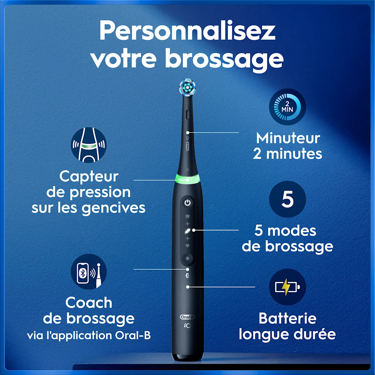 Personnalisation du brossage avec la brosse à dents Oral-B iO et ses fonctions clés.