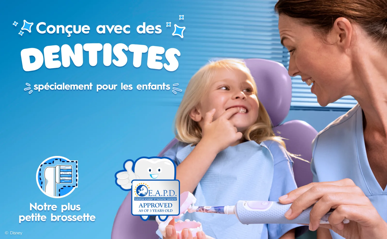 Un dentiste brosse les dents d’un enfant avec Oral-B Pro Kids 3+.