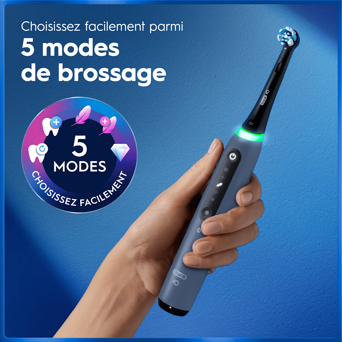 Image - Product Variant - Oral-B iO5 Blue Ocean Edition Limitée - Brosse à Dents Electrique avec 1 tête de brosse et étui de voyage - SI 1