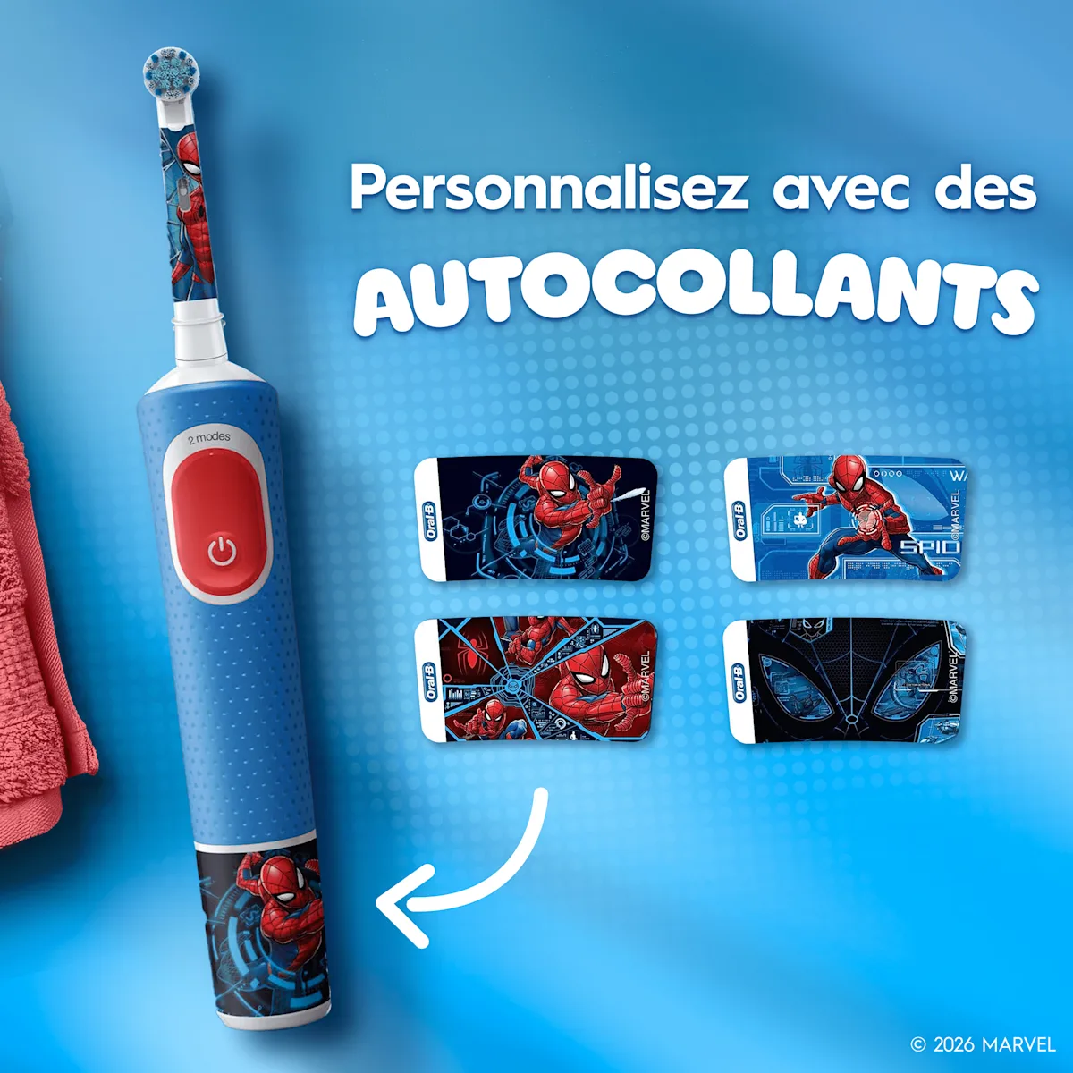 Le produit contient 4 autocollants pour personnaliser le bas de la brosse.