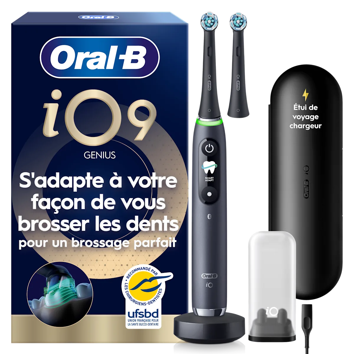 Oral-B iO9 brosse à dents, s’adapte à votre brossage pour un nettoyage parfait.