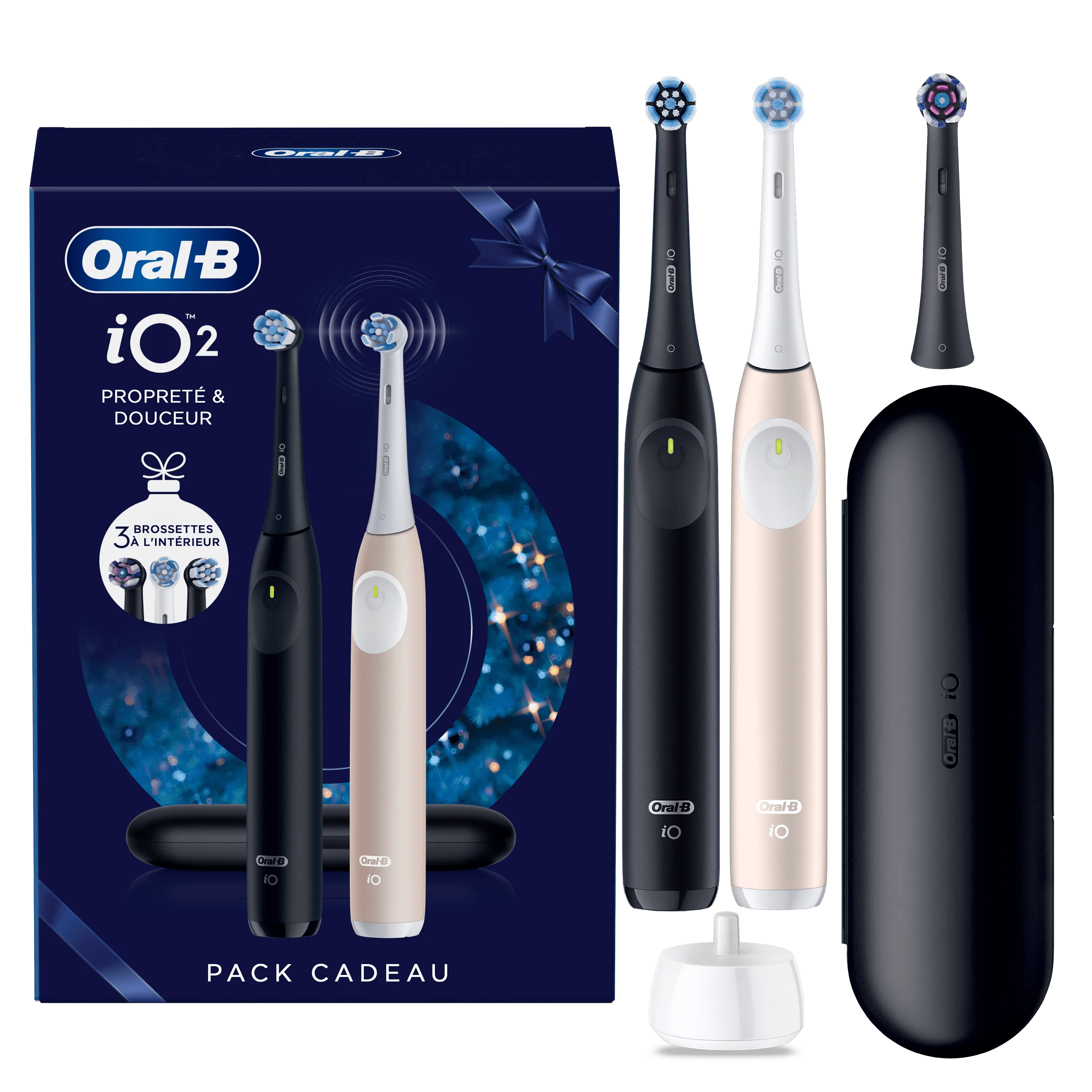 Oral-B iO2 Brosses À Dents Électriques, Noire et Rose Clair