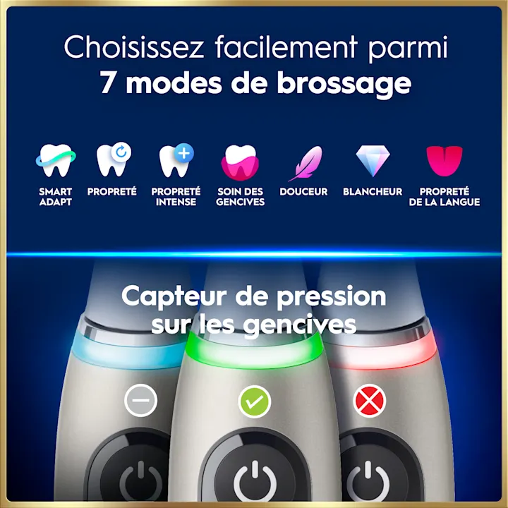 Oral-B: 7 modes de brossage et capteur de pression pour des gencives saines.