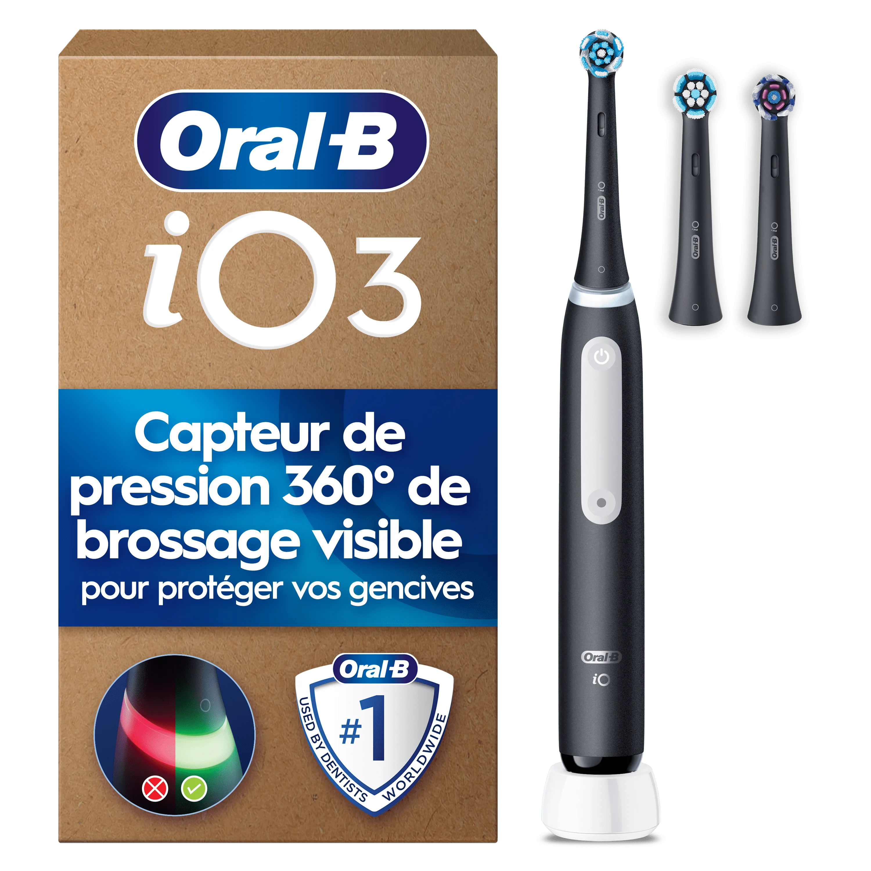 Brosse À Dents Électrique Oral-B iO3, Noire, 3 brossettes