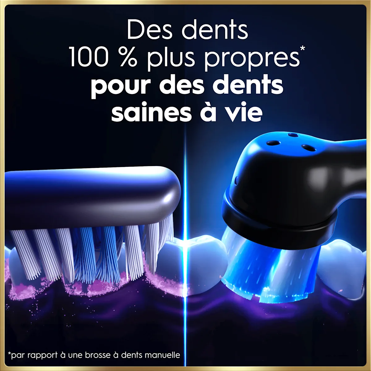 Dents 100 % plus propres avec Oral-B vs. manuel, pour des dents saines à vie.