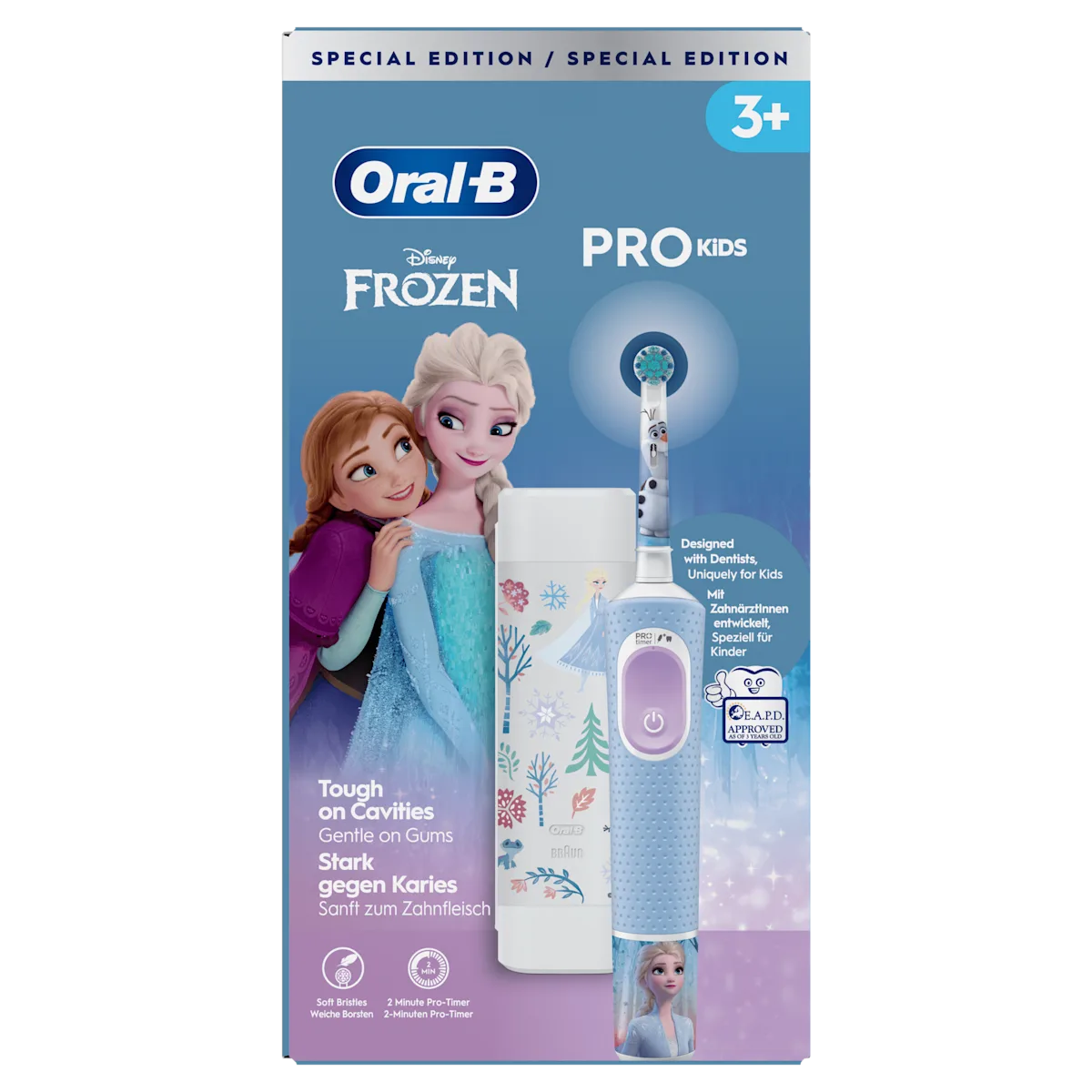 Oral-B Brosse à dents électrique Pro Kids, édition spéciale La Reine des Neiges, conçue avec des dentistes pour les enfants.