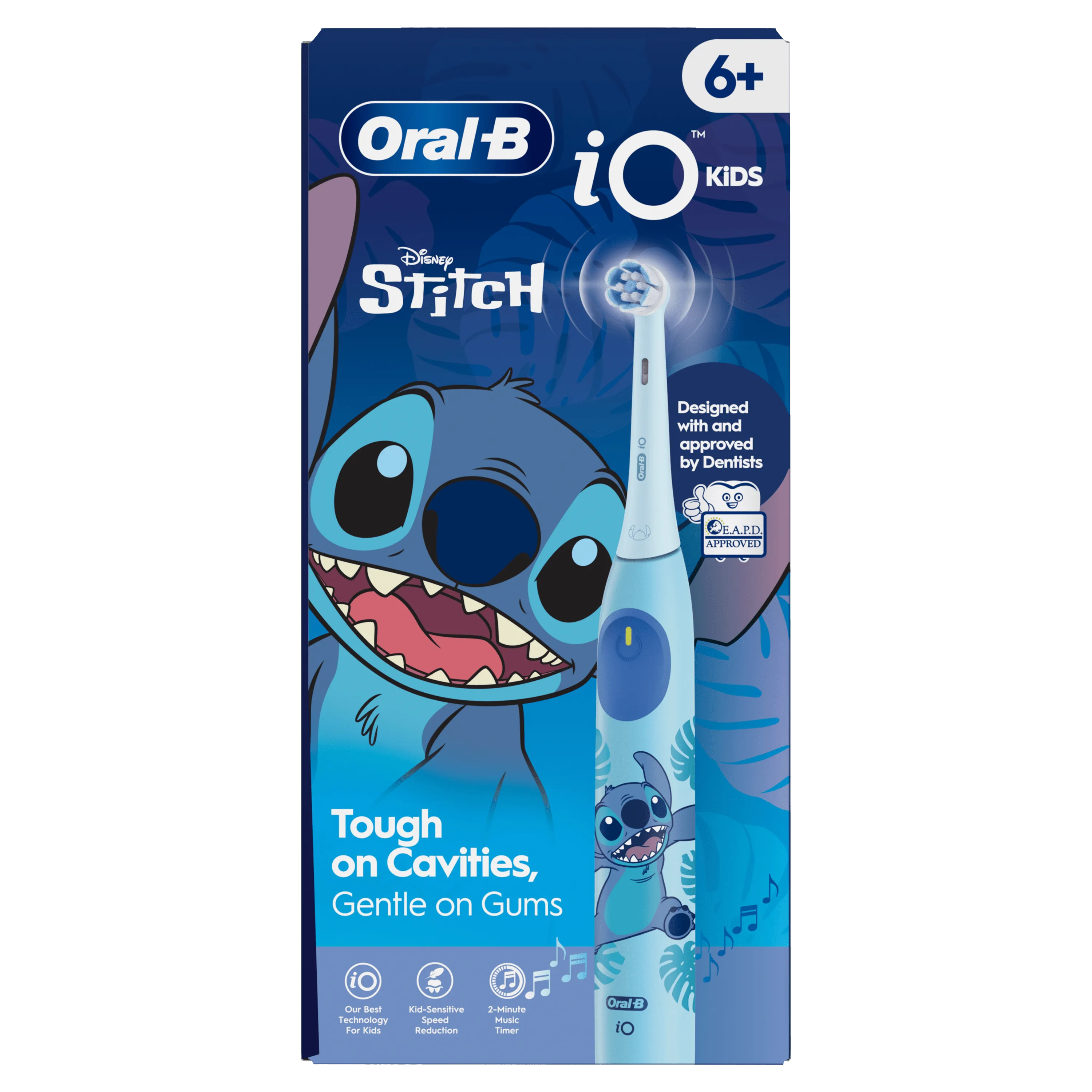 Oral-B iO Kids brosse à dents Stitch, conçue et approuvée par les dentistes, efficace contre les caries, douce pour les gencives.