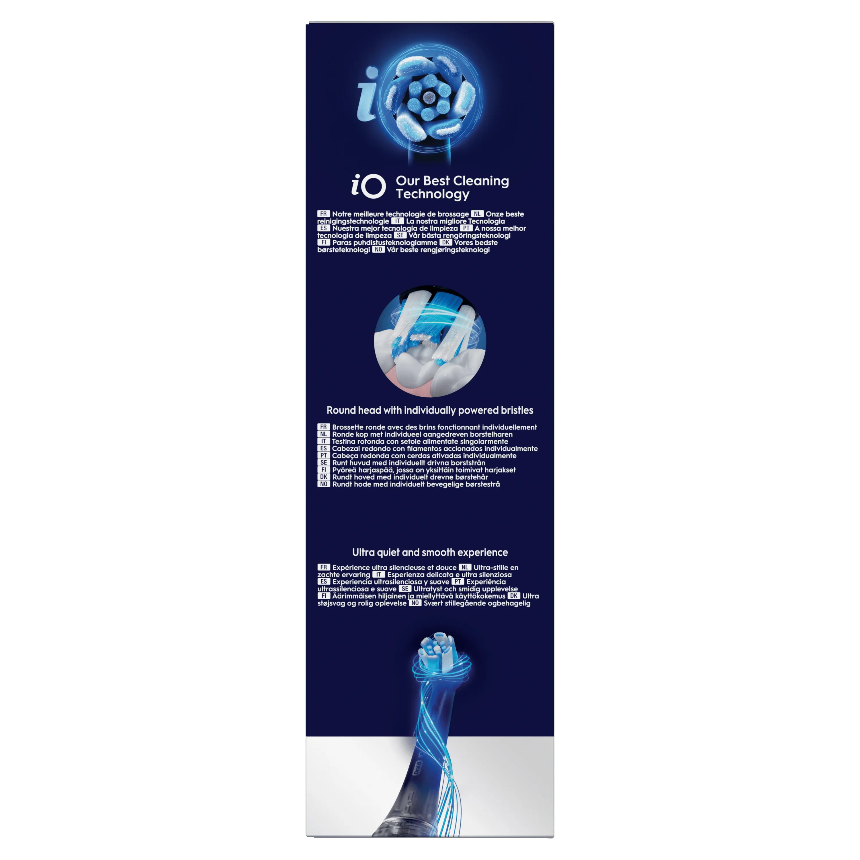 Oral-B iO, mettant en avant sa technologie de brossage Notre meilleure technologie de brossage.