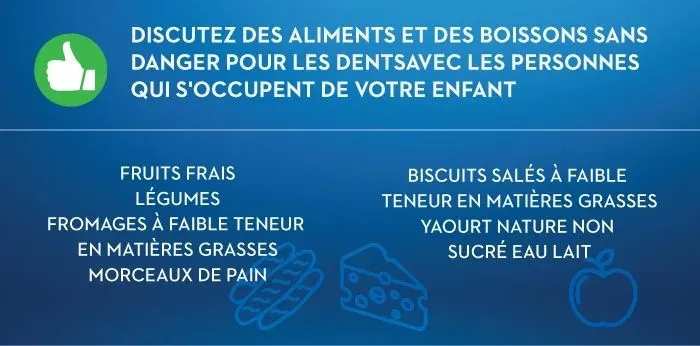 Parlez des dents de votre enfant avec les personnes qui s'occupent de lui